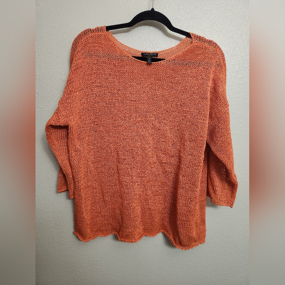Eileen Fisher Vibrant Orange 3/4 Sweater